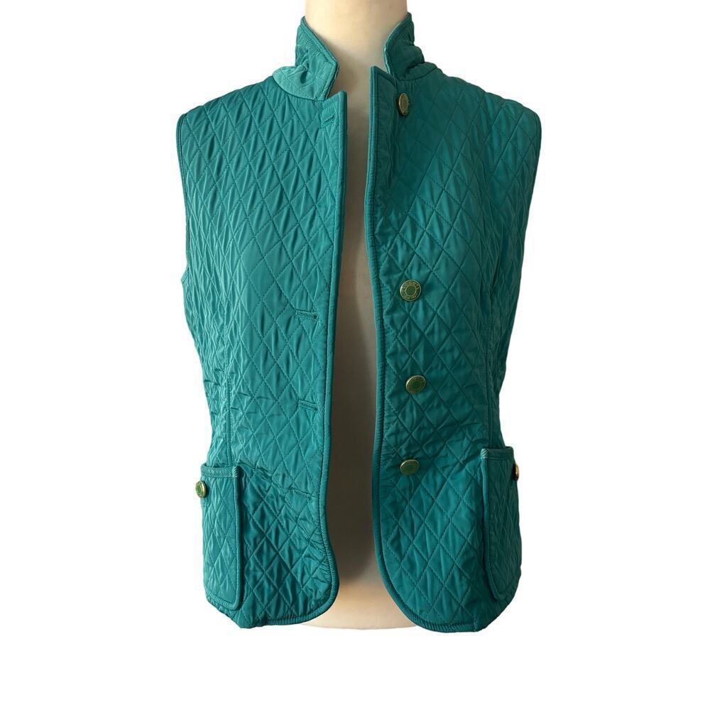 Talbots Teal Quilted Petite Vests